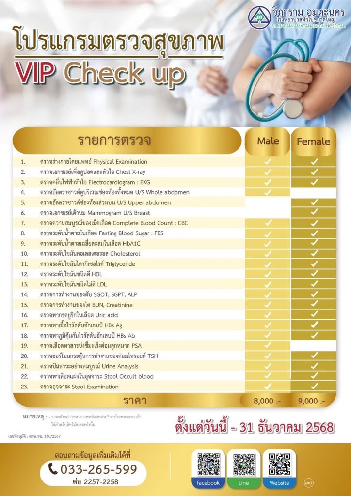 โปรแกรมตรวจสุขภาพ VIP