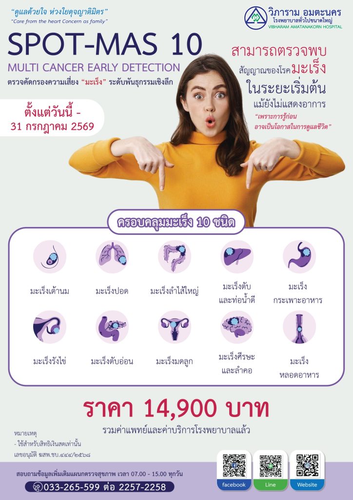 SPOT-MAS 10 Multi Cancer Early Detectionโปรแกรมตรวจคัดกรองความเสี่ยง “มะเร็ง” ระดับพื้นฐานเชิงลึก